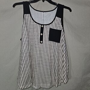 Black and Cream Striped Women's Top